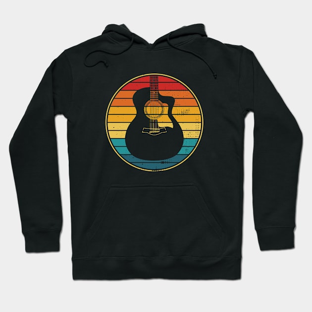 Retro Vintage Circle Sunset Auditorium Acoustic Guitar Hoodie by nightsworthy